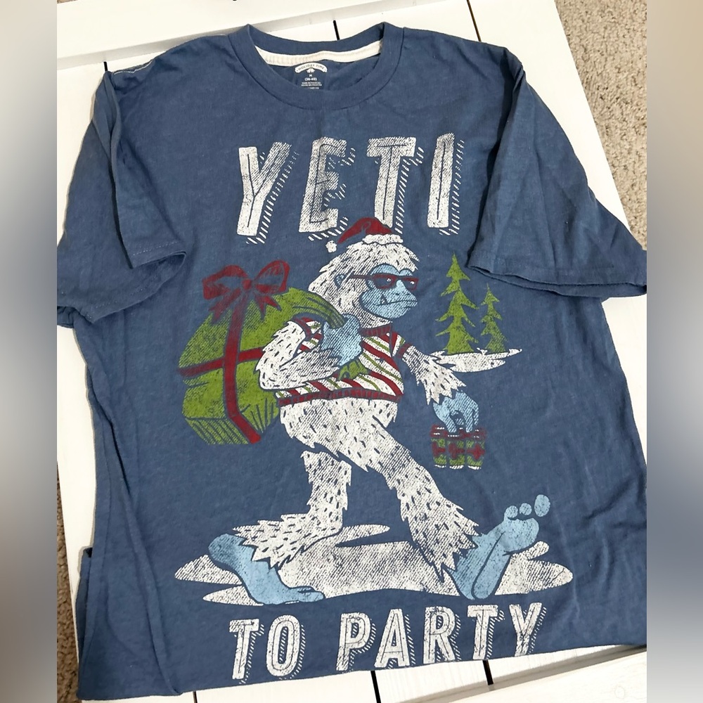 Holiday Time Graphic Blue Holiday T-Shirt ‘ Yeti to Party ‘ Ugly Christmas